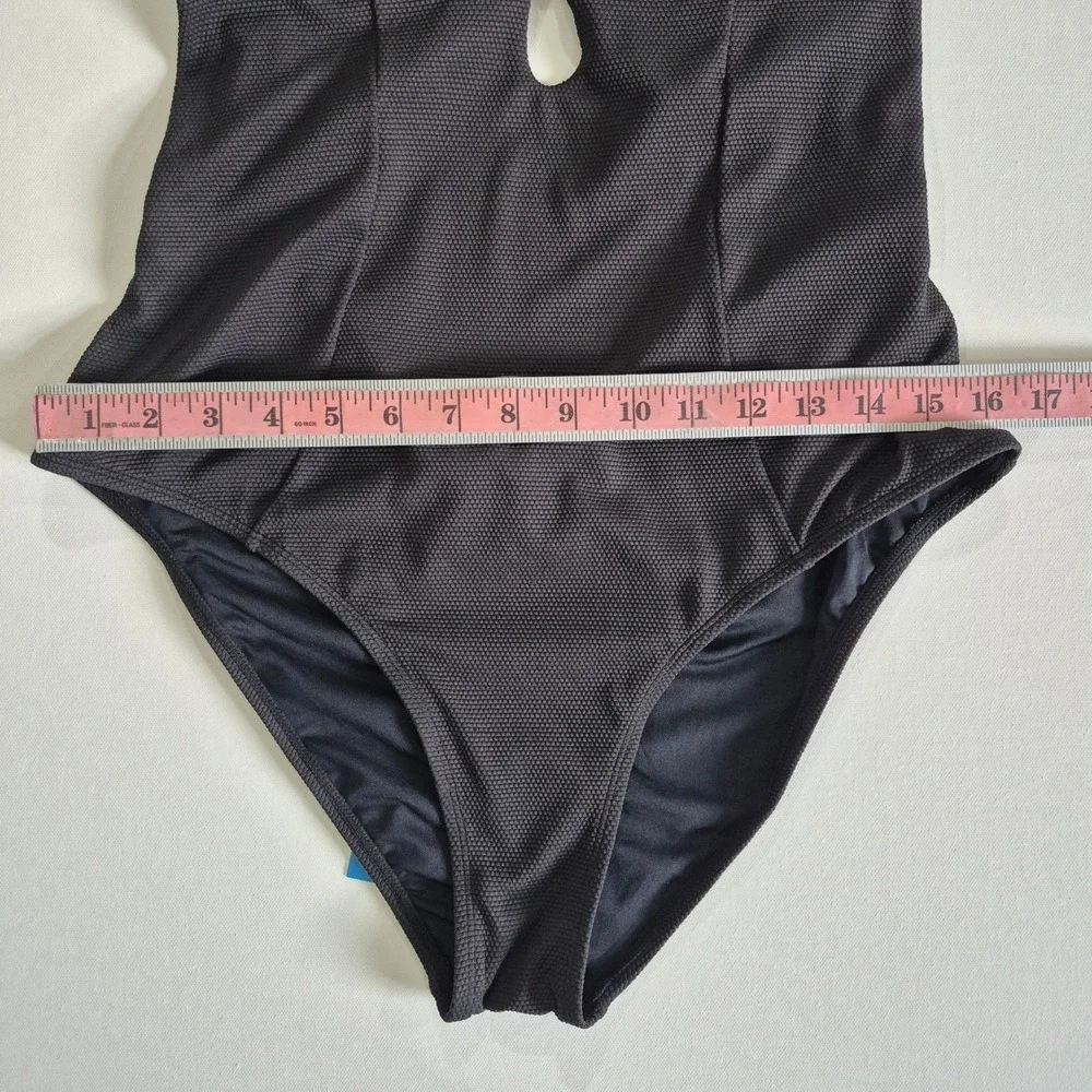 Cupshe‎ Womens Black Textured Keyhole One Piece Swimsuit XL DAA12E4F003AA NWT